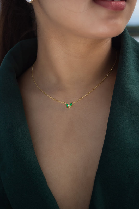 Dragonfly Necklace with Cubic Zirconia