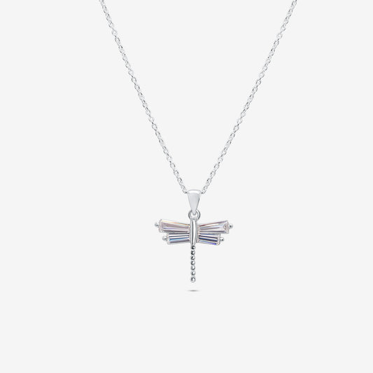 Cubic Zirconia Dragonfly Pendant in Sterling Silver