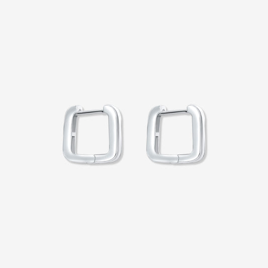 Sterling Silver Rectangular Hoop Earrings