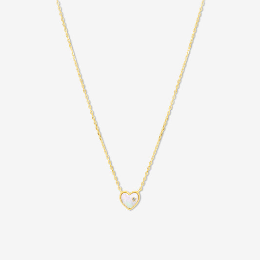 Heart Necklace with Mother of Pearl and Cubic Zirconia