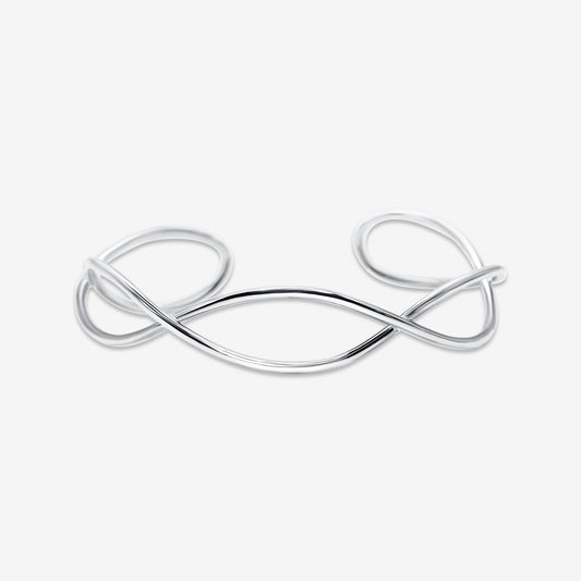 SIlver Cuff Bangle with Wavy Design