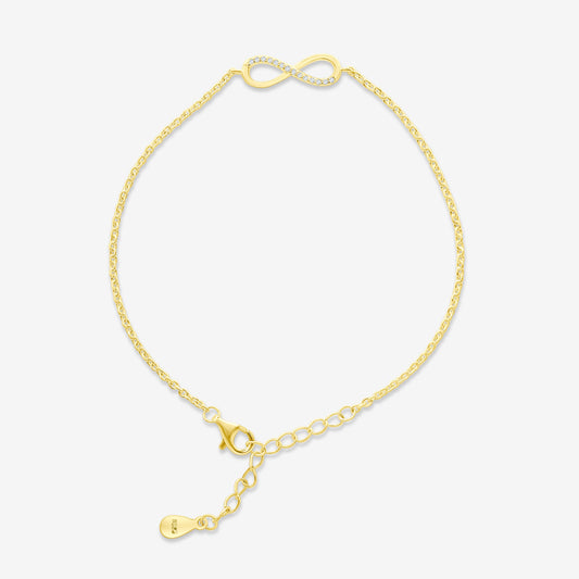 Sterling Silver Rhodium Plated Half CZ Infinity Bracelet